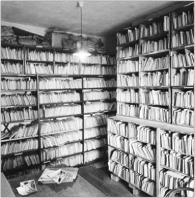 Shelves of Master Prints at F Frith & Co in Reigate, c1970