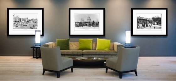 Frith prints hang in a commercial reception space