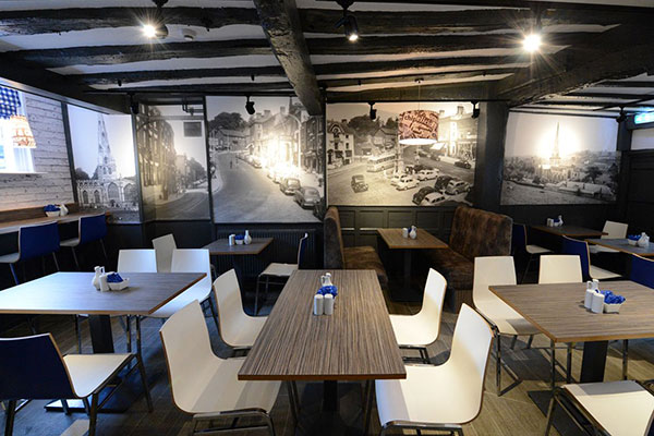 A Frith photo wallpaper in situ in a restaurant